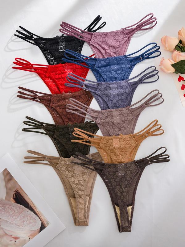 Women's Contrast Lace Bow Decor Thong, Soft Comfy Breathable Drop Waist Panty for Daily Wear, Ladies Underwear for Summer